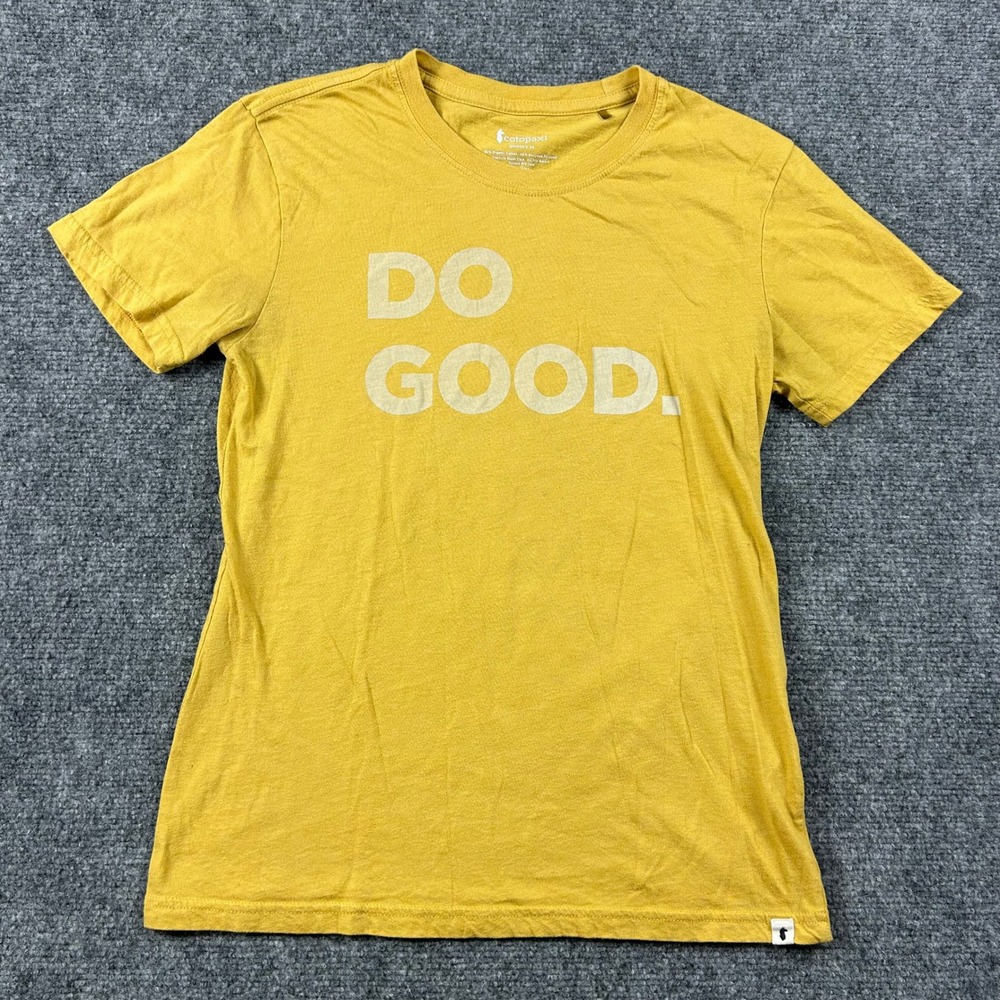 Cotopaxi T Shirt Womens XS Yellow Do Good Graphic Organic Cotton Recycled Tee